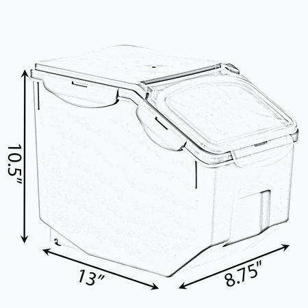 Basicwise White Plastic Storage Food Holder Containers with a Measuring Cup and Wheels, Medium, PK 2 QI004138M.2